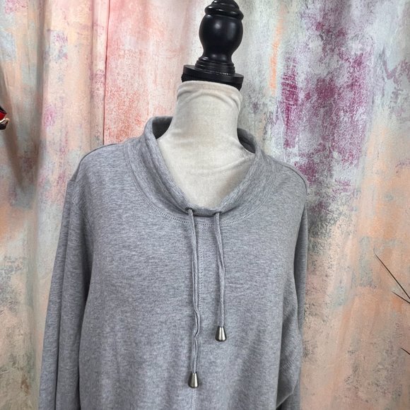 📌Philosophy Plus Size Cotton Blend Sweater w/ Kangaroo Pockets & Drawstring - Picture 3 of 14